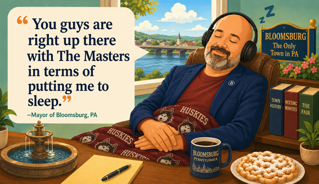 You guys are right up there with The Masters in terms of putting me to sleep. -Mayor of Bloomsburg, PA