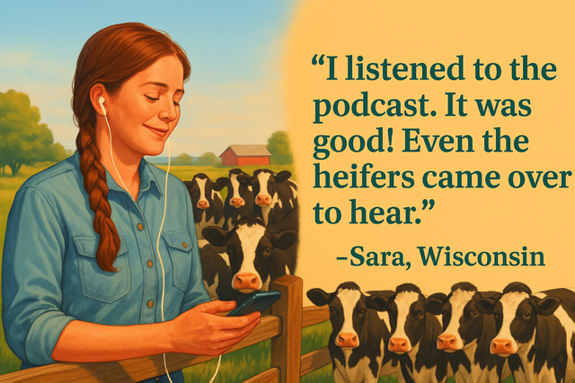 I listened to the podcast. It was good! Even the heifers came over to hear.